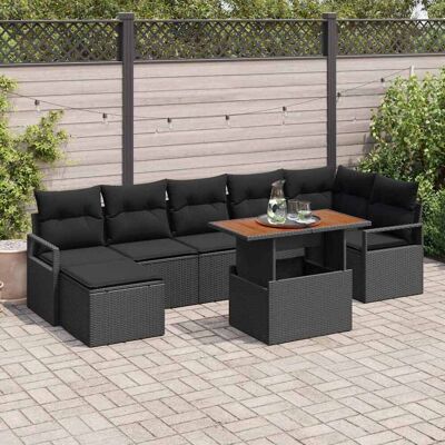 vidaXL Garten-Sofa-Set mit Speicher 8 pcs Schwarz Poly Rattan - Schwarz vidaXL Garten-Sofa-Set mit Speicher 8 pcs Schwarz Poly Rattan - Schwarz