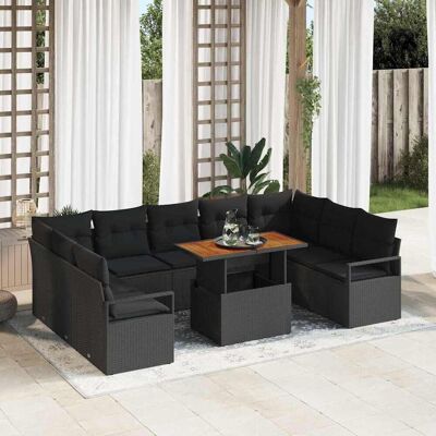 vidaXL Garten-Sofa-Set mit Speicher 10 pcs Schwarz Poly Rattan - Schwarz vidaXL Garten-Sofa-Set mit Speicher 10 pcs Schwarz Poly Rattan - Schwarz