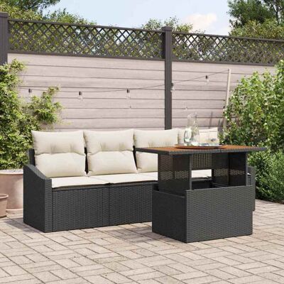 vidaXL Garten-Sofa-Set mit Speicher 5 pcs Schwarz Poly Rattan - Schwarz vidaXL Garten-Sofa-Set mit Speicher 5 pcs Schwarz Poly Rattan - Schwarz
