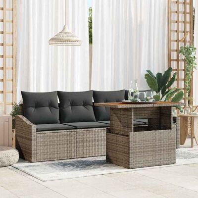 vidaXL Garten-Sofa-Set mit Speicher 5 pcs Grau Poly Rattan - Grau vidaXL Garten-Sofa-Set mit Speicher 5 pcs Grau Poly Rattan - Grau