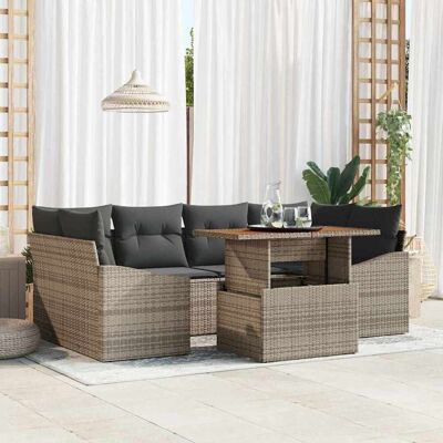 vidaXL Garten-Sofa-Set mit Speicher 7 pcs Grau Poly Rattan - Grau vidaXL Garten-Sofa-Set mit Speicher 7 pcs Grau Poly Rattan - Grau