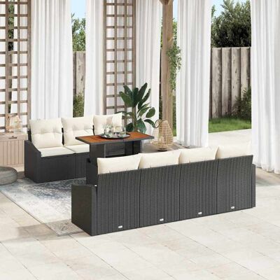 vidaXL Garten-Sofa-Set mit Speicher 8 pcs Schwarz Poly Rattan - Schwarz vidaXL Garten-Sofa-Set mit Speicher 8 pcs Schwarz Poly Rattan - Schwarz