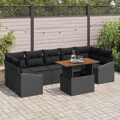 vidaXL Garten-Sofa-Set mit Kissen mit Speicher 8 pcs Schwarz - Schwarz vidaXL Garten-Sofa-Set mit Kissen mit Speicher 8 pcs Schwarz - Schwarz