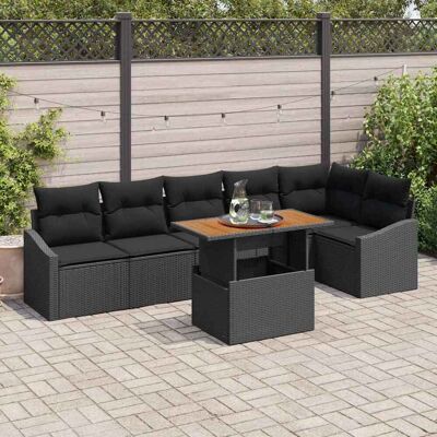 vidaXL Garten-Sofa-Set mit Speicher 7 pcs Schwarz Poly Rattan - Schwarz vidaXL Garten-Sofa-Set mit Speicher 7 pcs Schwarz Poly Rattan - Schwarz