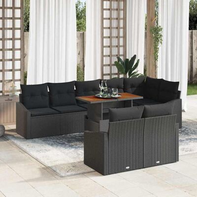 vidaXL Garten-Sofa-Set mit Speicher 9 pcs Schwarz Poly Rattan - Schwarz vidaXL Garten-Sofa-Set mit Speicher 9 pcs Schwarz Poly Rattan - Schwarz