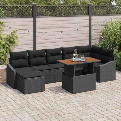 vidaXL Garten-Sofa-Set mit Speicher 8 pcs Schwarz Poly Rattan - Schwarz vidaXL Garten-Sofa-Set mit Speicher 8 pcs Schwarz Poly Rattan - Schwarz