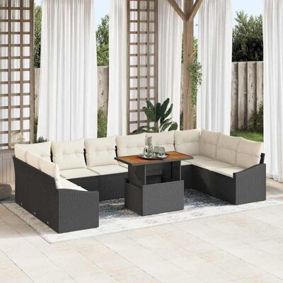vidaXL Garten-Sofa-Set mit Speicher 11 pcs Schwarz Poly Rattan - Schwarz vidaXL Garten-Sofa-Set mit Speicher 11 pcs Schwarz Poly Rattan - Schwarz