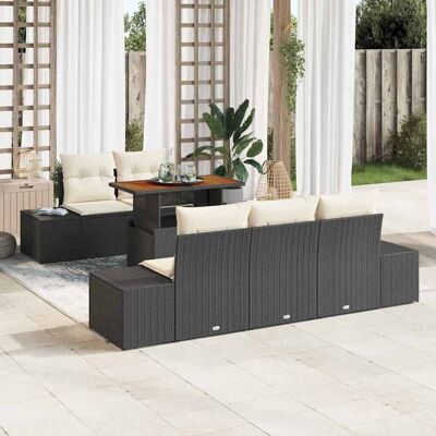 vidaXL Garten-Sofa-Set mit Speicher 6 pcs Schwarz Poly Rattan - Schwarz vidaXL Garten-Sofa-Set mit Speicher 6 pcs Schwarz Poly Rattan - Schwarz