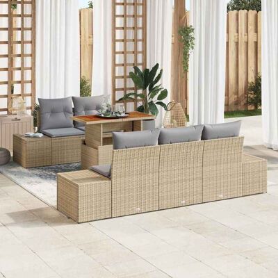 vidaXL Garten-Sofa-Set mit Speicher 6 pcs Beige Poly Rattan - Beige vidaXL Garten-Sofa-Set mit Speicher 6 pcs Beige Poly Rattan - Beige