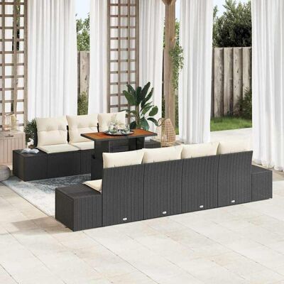 vidaXL Garten-Sofa-Set mit Speicher 8 pcs Schwarz Poly Rattan - Schwarz vidaXL Garten-Sofa-Set mit Speicher 8 pcs Schwarz Poly Rattan - Schwarz