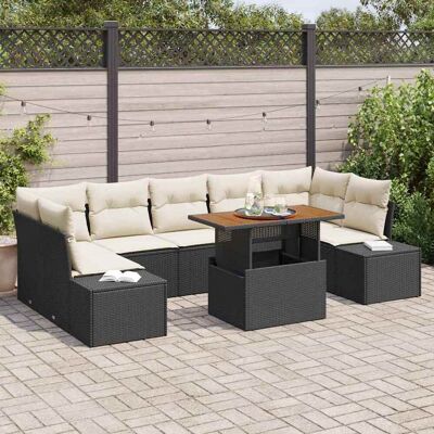 Vidaxl Schwarzes 8-teiliges Gartensofa-Set - Modern, Wetterfest, Geräumig Vidaxl Schwarzes 8-teiliges Gartensofa-Set - Modern, Wetterfest, Geräumig