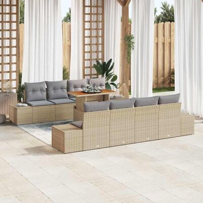vidaXL Garten-Sofa-Set mit Speicher 9 pcs Beige Poly Rattan - Beige vidaXL Garten-Sofa-Set mit Speicher 9 pcs Beige Poly Rattan - Beige