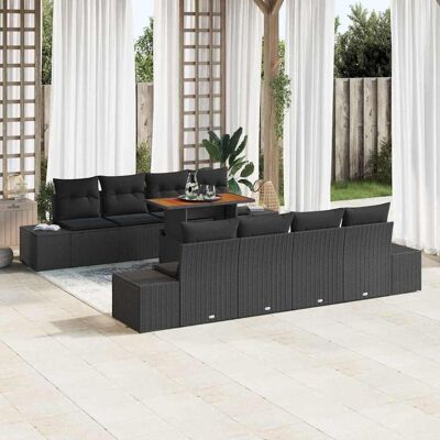 vidaXL Garten-Sofa-Set mit Speicher 9 pcs Schwarz Poly Rattan - Schwarz vidaXL Garten-Sofa-Set mit Speicher 9 pcs Schwarz Poly Rattan - Schwarz
