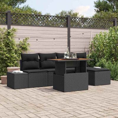 vidaXL Garten-Sofa-Set mit Speicher 6 pcs Schwarz Poly Rattan - Schwarz vidaXL Garten-Sofa-Set mit Speicher 6 pcs Schwarz Poly Rattan - Schwarz