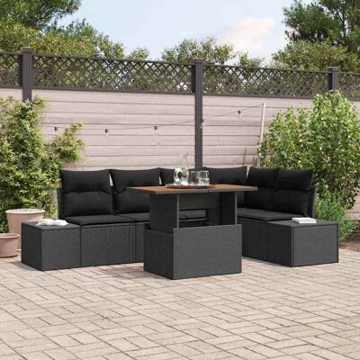 vidaXL Garten-Sofa-Set mit Speicher 6 pcs Schwarz Poly Rattan - Schwarz vidaXL Garten-Sofa-Set mit Speicher 6 pcs Schwarz Poly Rattan - Schwarz