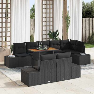 vidaXL Garten-Sofa-Set mit Speicher 9 pcs Schwarz Poly Rattan - Schwarz vidaXL Garten-Sofa-Set mit Speicher 9 pcs Schwarz Poly Rattan - Schwarz