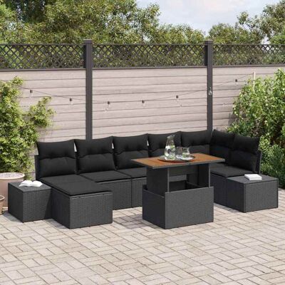 vidaXL Garten-Sofa-Set mit Speicher 8 pcs Schwarz Poly Rattan - Schwarz vidaXL Garten-Sofa-Set mit Speicher 8 pcs Schwarz Poly Rattan - Schwarz