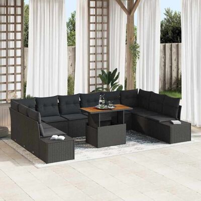 vidaXL Garten-Sofa-Set mit Speicher 11 pcs Schwarz Poly Rattan - Schwarz vidaXL Garten-Sofa-Set mit Speicher 11 pcs Schwarz Poly Rattan - Schwarz