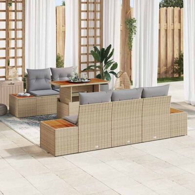 vidaXL Garten-Sofa-Set mit Speicher 6 pcs Beige Poly Rattan - Beige vidaXL Garten-Sofa-Set mit Speicher 6 pcs Beige Poly Rattan - Beige