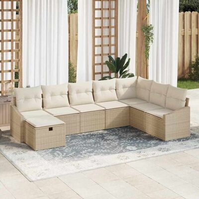 vidaXL Gartensofa-set mit Kissen mit Speicher 8 pcs Poly-Rattan - Schwarz vidaXL Gartensofa-set mit Kissen mit Speicher 8 pcs Poly-Rattan - Schwarz