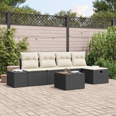 vidaXL Gartensofa-set mit Kissen 6 pcs Schwarz Poly-Rattan - Schwarz vidaXL Gartensofa-set mit Kissen 6 pcs Schwarz Poly-Rattan - Schwarz
