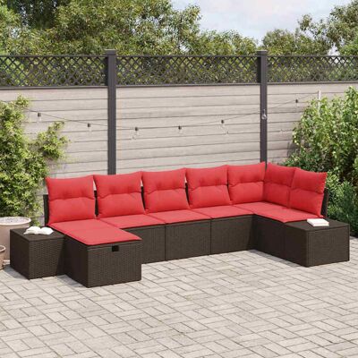 vidaXL Gartensofa-set mit Kissen 7 pcs Braun Poly-Rattan - Braun vidaXL Gartensofa-set mit Kissen 7 pcs Braun Poly-Rattan - Braun