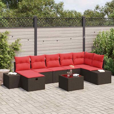 vidaXL Gartensofa-set mit Kissen 8 pcs Braun Poly-Rattan - Braun vidaXL Gartensofa-set mit Kissen 8 pcs Braun Poly-Rattan - Braun