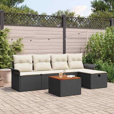 vidaXL Gartensofa-set mit Kissen 6 pcs Schwarz Poly-Rattan - Schwarz vidaXL Gartensofa-set mit Kissen 6 pcs Schwarz Poly-Rattan - Schwarz