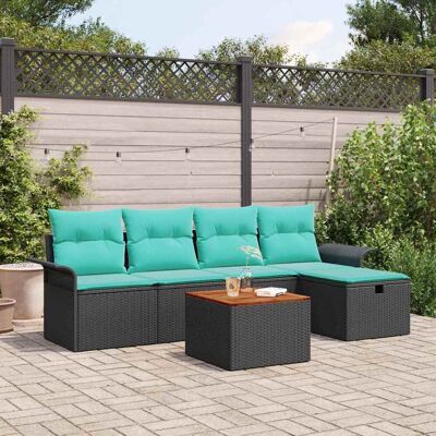 vidaXL Gartensofa-set mit Kissen 6 pcs Schwarz Poly-Rattan - Schwarz vidaXL Gartensofa-set mit Kissen 6 pcs Schwarz Poly-Rattan - Schwarz