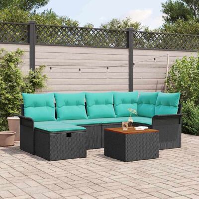 vidaXL Gartensofa-set mit Kissen 7 pcs Schwarz Poly-Rattan - Schwarz vidaXL Gartensofa-set mit Kissen 7 pcs Schwarz Poly-Rattan - Schwarz