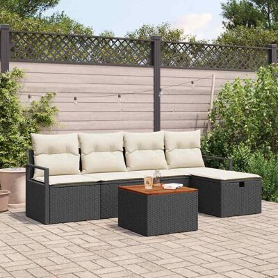 vidaXL Gartensofa-set mit Kissen 6 pcs Schwarz Poly-Rattan - Schwarz vidaXL Gartensofa-set mit Kissen 6 pcs Schwarz Poly-Rattan - Schwarz