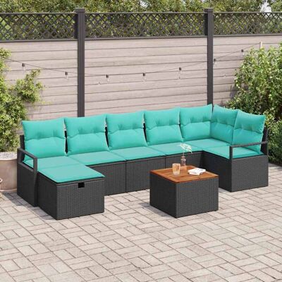 vidaXL Gartensofa-set mit Kissen 8 pcs Schwarz Poly-Rattan - Schwarz vidaXL Gartensofa-set mit Kissen 8 pcs Schwarz Poly-Rattan - Schwarz