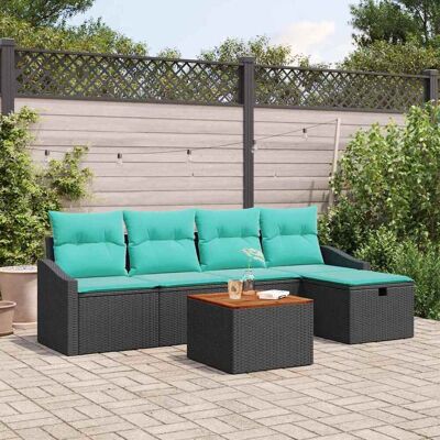vidaXL Gartensofa-set mit Kissen 6 pcs Schwarz Poly-Rattan - Schwarz vidaXL Gartensofa-set mit Kissen 6 pcs Schwarz Poly-Rattan - Schwarz