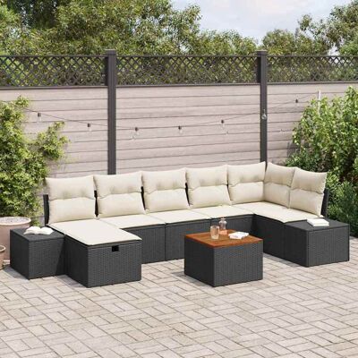 vidaXL Gartensofa-set mit Kissen 8 pcs Schwarz Poly-Rattan - Schwarz vidaXL Gartensofa-set mit Kissen 8 pcs Schwarz Poly-Rattan - Schwarz