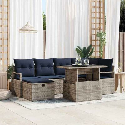 vidaXL Gartensofa-set mit Kissen mit Speicher 7 pcs Poly-Rattan - Schwarz vidaXL Gartensofa-set mit Kissen mit Speicher 7 pcs Poly-Rattan - Schwarz