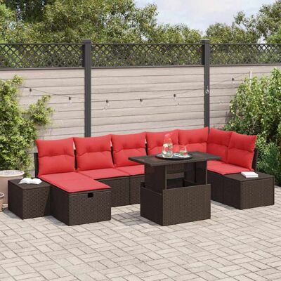 vidaXL Gartensofa-set mit Kissen mit Speicher 8 pcs Poly-Rattan - Schwarz vidaXL Gartensofa-set mit Kissen mit Speicher 8 pcs Poly-Rattan - Schwarz
