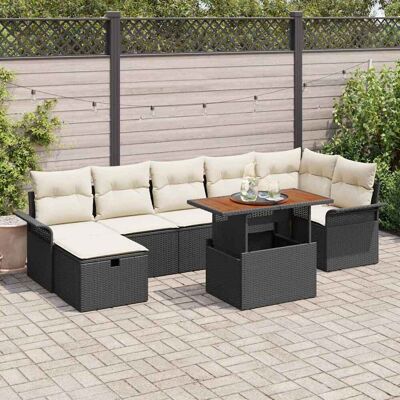 vidaXL Gartensofa-set mit Kissen 8 pcs Schwarz Poly-Rattan - Schwarz vidaXL Gartensofa-set mit Kissen 8 pcs Schwarz Poly-Rattan - Schwarz