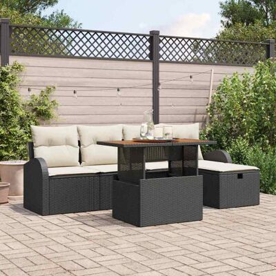 vidaXL Gartensofa-set mit Kissen 6 pcs Schwarz Poly-Rattan - Schwarz vidaXL Gartensofa-set mit Kissen 6 pcs Schwarz Poly-Rattan - Schwarz