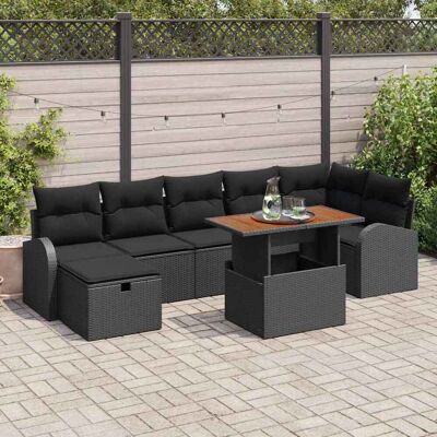 vidaXL Gartensofa-set mit Kissen 8 pcs Schwarz Poly-Rattan - Schwarz vidaXL Gartensofa-set mit Kissen 8 pcs Schwarz Poly-Rattan - Schwarz