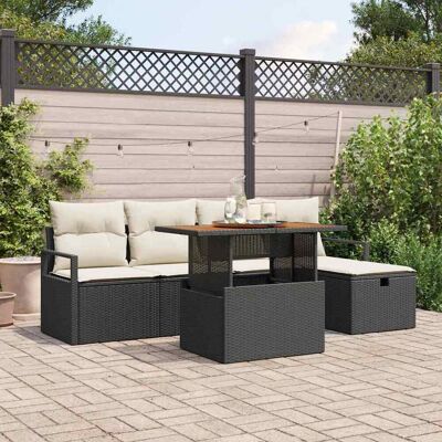 vidaXL Gartensofa-set mit Kissen 6 pcs Schwarz Poly-Rattan - Schwarz vidaXL Gartensofa-set mit Kissen 6 pcs Schwarz Poly-Rattan - Schwarz