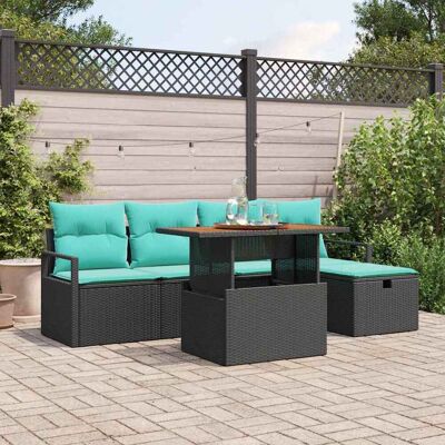 vidaXL Gartensofa-set mit Kissen 6 pcs Schwarz Poly-Rattan - Schwarz vidaXL Gartensofa-set mit Kissen 6 pcs Schwarz Poly-Rattan - Schwarz