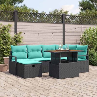 vidaXL Gartensofa-set mit Kissen 7 pcs Schwarz Poly-Rattan - Schwarz vidaXL Gartensofa-set mit Kissen 7 pcs Schwarz Poly-Rattan - Schwarz