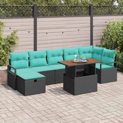 vidaXL Gartensofa-set mit Kissen 8 pcs Schwarz Poly-Rattan - Schwarz vidaXL Gartensofa-set mit Kissen 8 pcs Schwarz Poly-Rattan - Schwarz