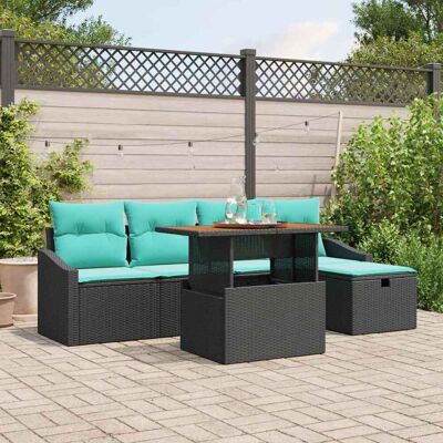 vidaXL Gartensofa-set mit Kissen 6 pcs Schwarz Poly-Rattan - Schwarz vidaXL Gartensofa-set mit Kissen 6 pcs Schwarz Poly-Rattan - Schwarz