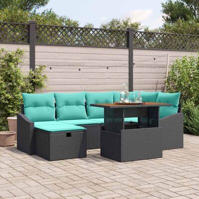 vidaXL Gartensofa-set mit Kissen 7 pcs Schwarz Poly-Rattan - Schwarz vidaXL Gartensofa-set mit Kissen 7 pcs Schwarz Poly-Rattan - Schwarz