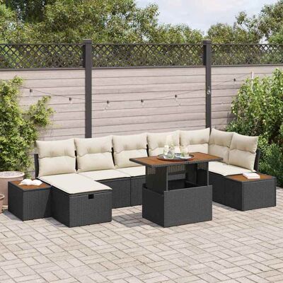 vidaXL Gartensofa-set mit Kissen 8 pcs Schwarz Poly-Rattan - Schwarz vidaXL Gartensofa-set mit Kissen 8 pcs Schwarz Poly-Rattan - Schwarz