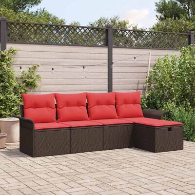 vidaXL Gartensofa-set mit Kissen mit Speicher 5 pcs Poly Rattan - Hellgrau vidaXL Gartensofa-set mit Kissen mit Speicher 5 pcs Poly Rattan - Hellgrau