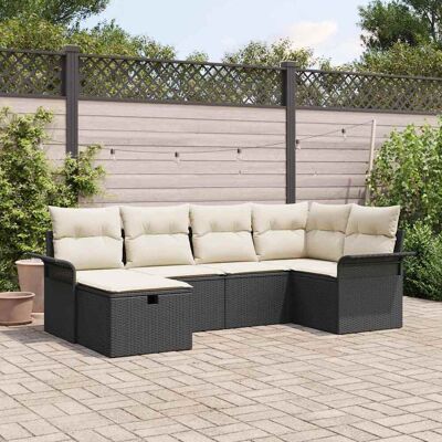 vidaXL Gartensofa-set mit Kissen mit Speicher 6 pcs Poly Rattan - Hellgrau vidaXL Gartensofa-set mit Kissen mit Speicher 6 pcs Poly Rattan - Hellgrau