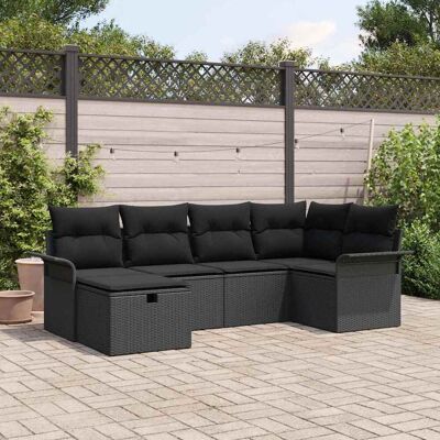 vidaXL Gartensofa-set mit Kissen mit Speicher 6 pcs Poly Rattan - Grau vidaXL Gartensofa-set mit Kissen mit Speicher 6 pcs Poly Rattan - Grau
