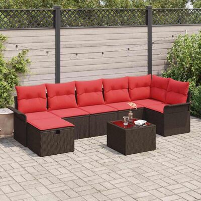 vidaXL Gartensofa-set mit Kissen mit Speicher 8 pcs Poly Rattan - Grau vidaXL Gartensofa-set mit Kissen mit Speicher 8 pcs Poly Rattan - Grau